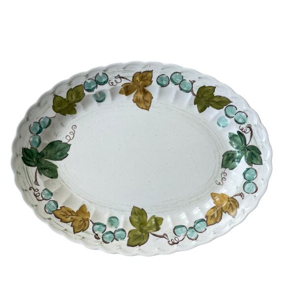 Metlox Vintage Vernon Ware Vineyard Oval Serving Platter 14x10 Made in USA Mint! - Picture 1 of 6